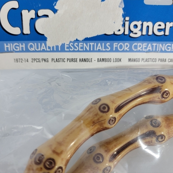 Darice Craft Faux Bamboo Purse Handles 2 Piece Vintage Handbag Macrame NOS - Picture 8 of 9